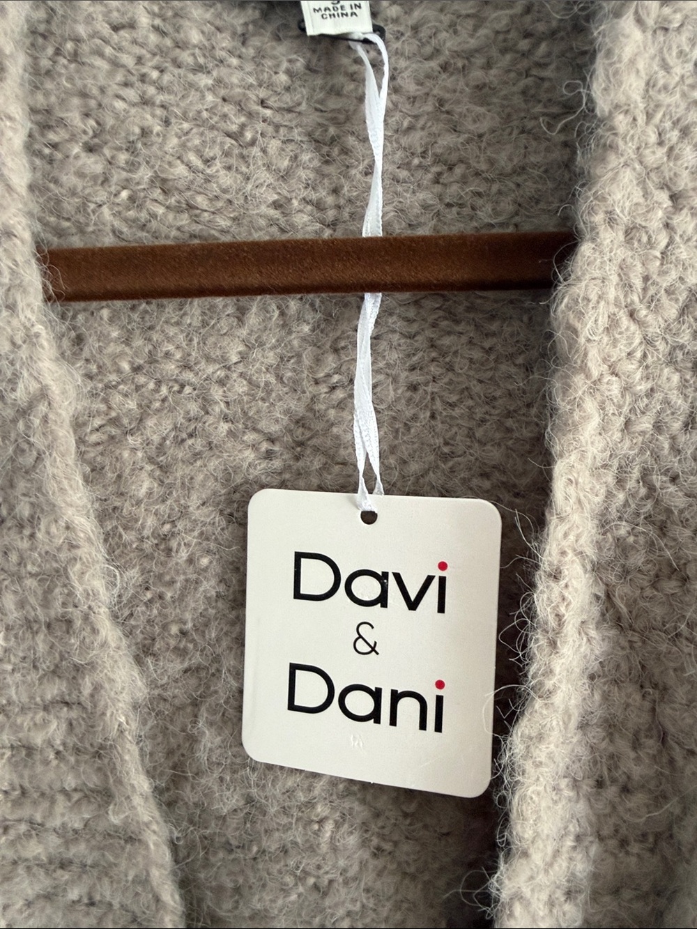 DAVI & DANI Taupe Open-Front Cardigan with Pink, Green & Yellow Smiley Patches - Picture 5 of 7